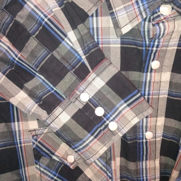 Lucky Brand Men's Western Pearl Snap Long Sleeve Plaid Shirt -  Size Large - Picture 4 of 5